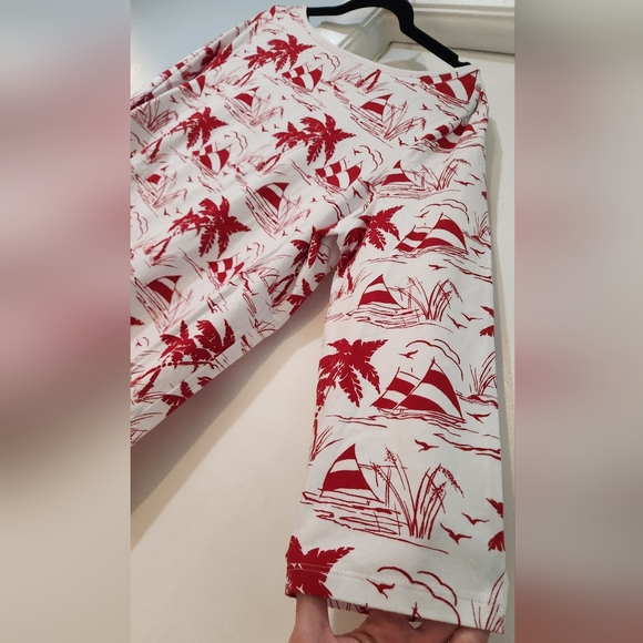 Women's Talbots Red and White Shirt, Large - Picture 4 of 7